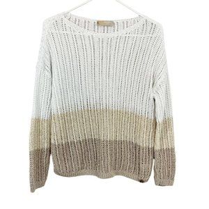 Dismero Made in Italy Open Knit Pullover Sweater Metallic Color Block Size Small